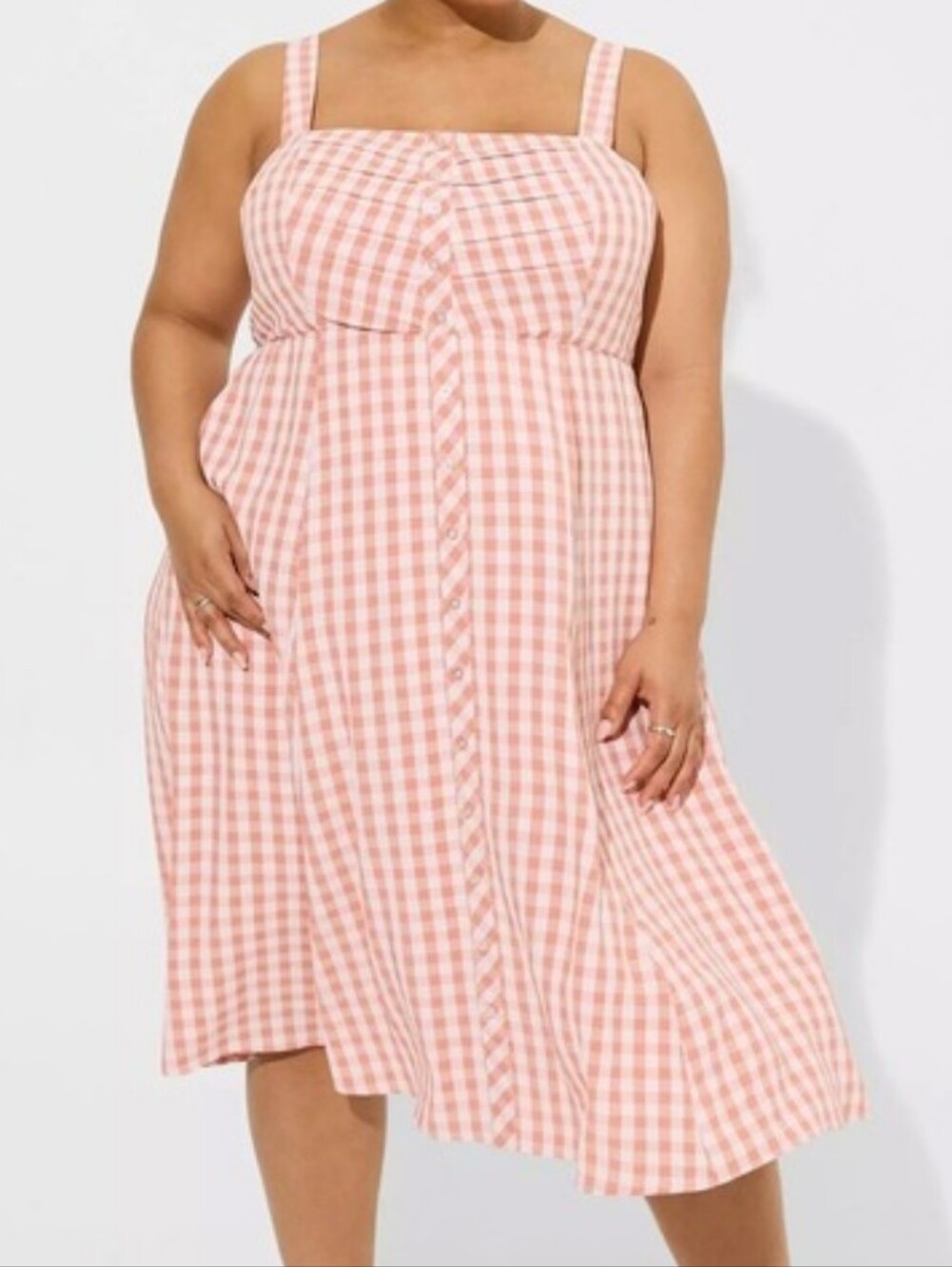 Torrid Coral Gingham Dress Smocked Back NWT